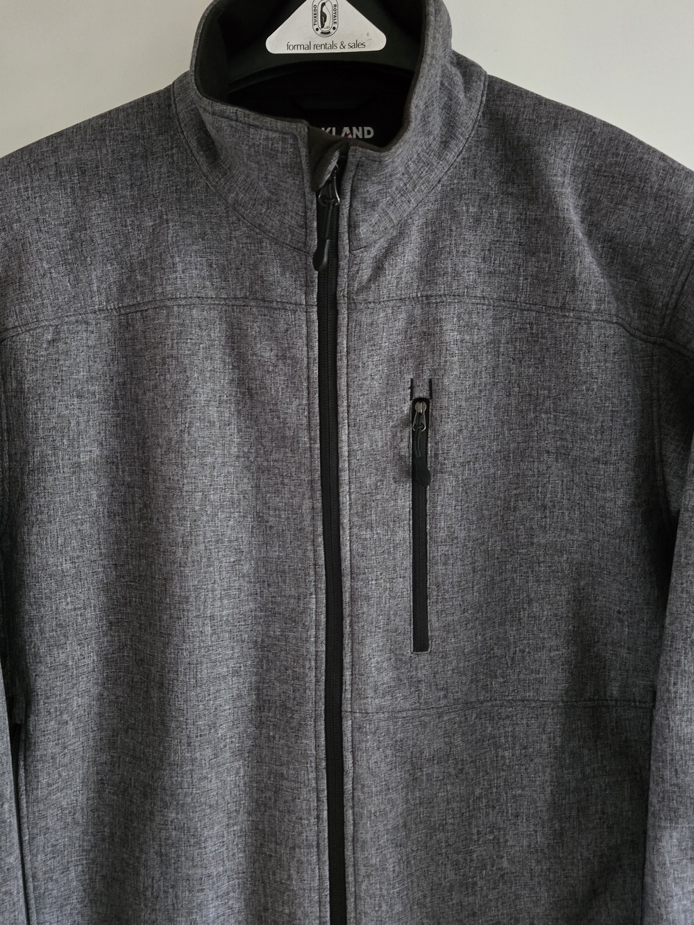 Kirkland Signature Men's Heathered Gray Full-Zip Softshell Jacket